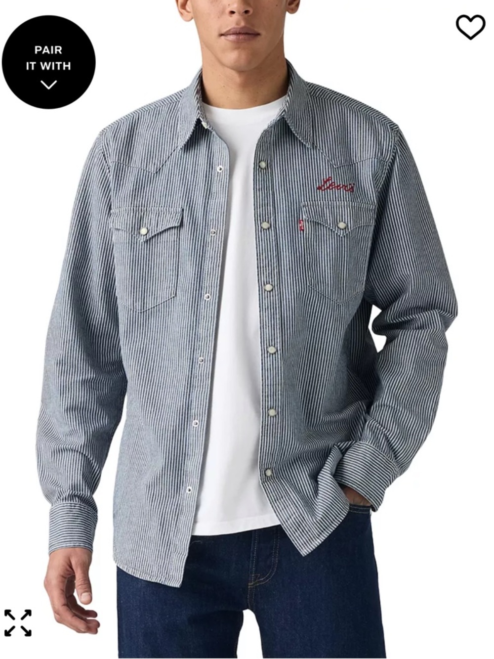 Levi's Men's standard fit road trip stripes Western Shirt size M NWT